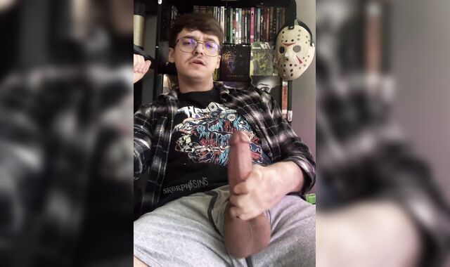 Geeky Boy With A Big Cock Cums