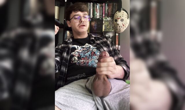 Geeky Boy With A Big Cock Cums