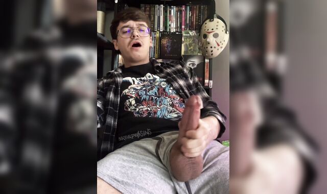 Geeky Boy With A Big Cock Cums