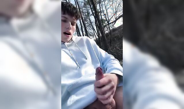 Nice boy cumming loud outside