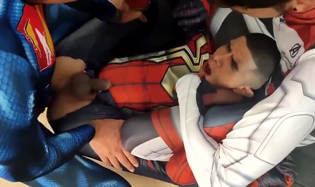 Big Cock Superheroes Bareback Threesome