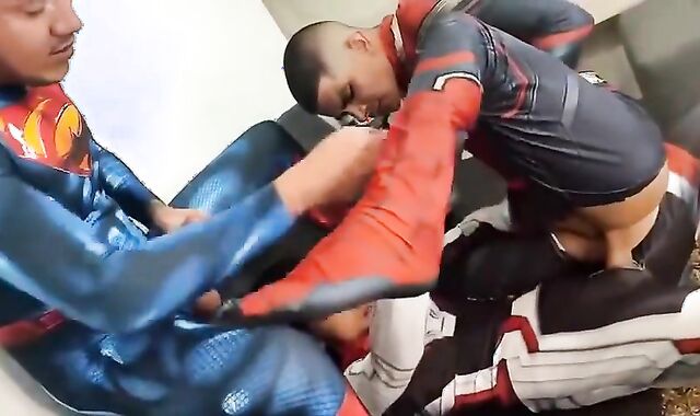 Big Cock Superheroes Bareback Threesome