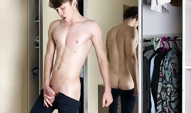 Young Horny Boy can't Hide his MONSTER COCK