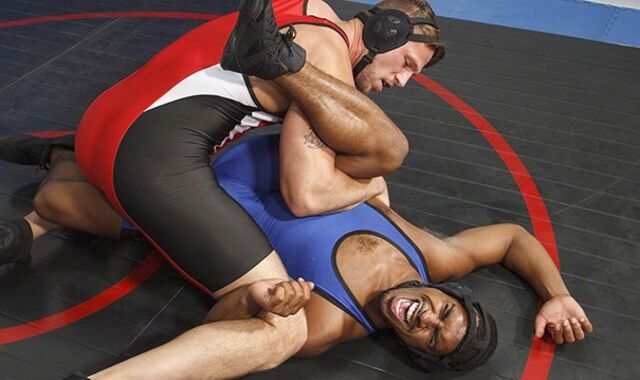 Varsity Grip - Crimson-Super Hot Beefy Guy Puts Fresh-Comer Into Test For His Casting In Grappling Squad