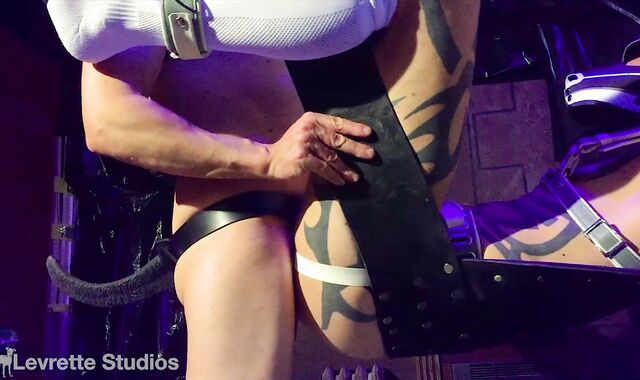 Humanpup fetish boys fucking on a sling - long rock hard backside-spanking ravaging