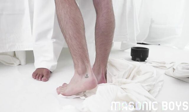 MasonicBoys - Slick youthfull servant stripped and bred by mustache father