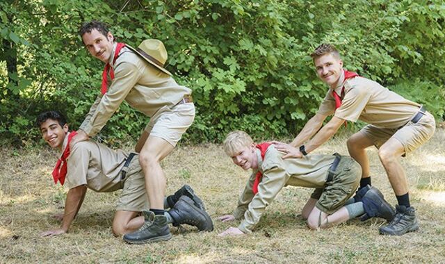 Folks At Camp - Bored Teenie Scout Dudes Determine To Have Fun With Their Scout Leaders Penises In The Forest