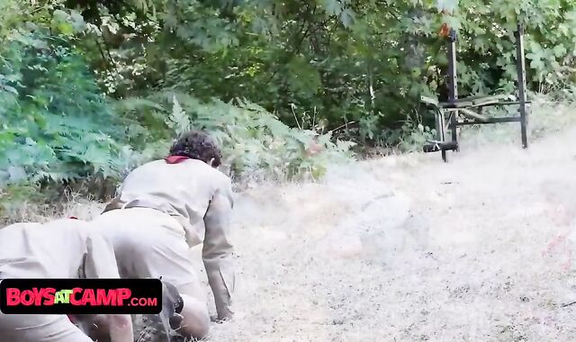 Folks At Camp - Bored Teenie Scout Dudes Determine To Have Fun With Their Scout Leaders Penises In The Forest