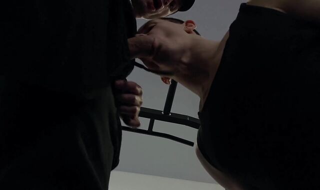 Trainer porked a youthful guy right on a strength rack sans rubber and jism in his throat