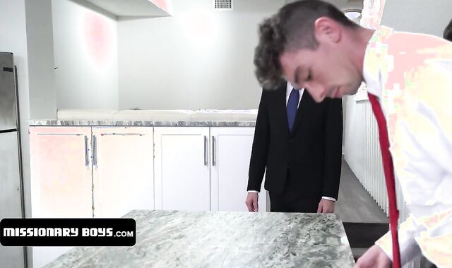 Missionary Men - Pervert Bishop Joins 2 Killer Teenage Youngsters For A Spunky Breeding In Their Kitchen