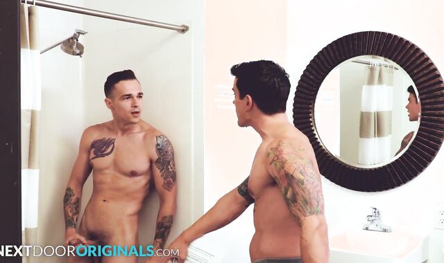 NextDoorStudios - Jock Caught Jacking In The Shower Is Pounded