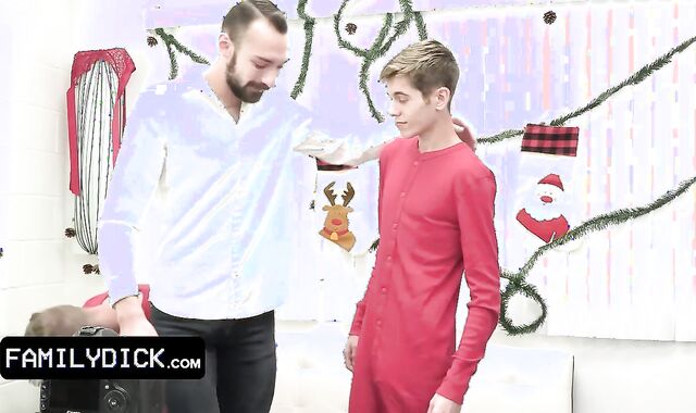 Family Pinkish Cigar - Wolf Step-Father Wants Nice Christmas Card With His 2 Stepsons And Gets More Even More