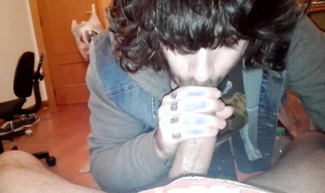 Super-Hot punk bf deeptroaths and swallows jism of queer-for-pay married