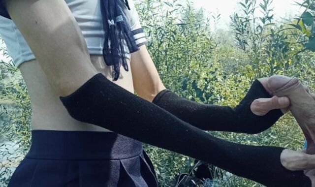 Monster salami and his femboy in public