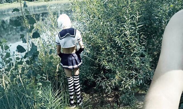 Monster salami and his femboy in public