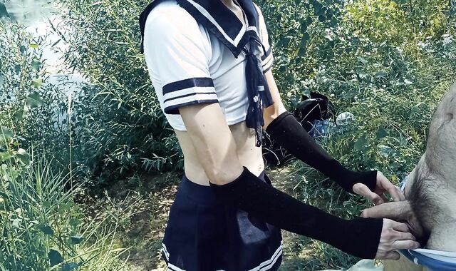 Monster salami and his femboy in public